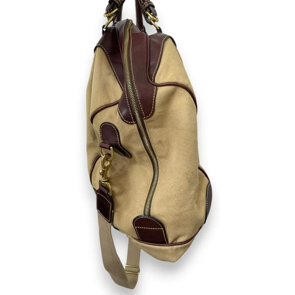 Mulholland Canvas Leather Duffle Weekender Bag Tan Brown Large Vintage Read